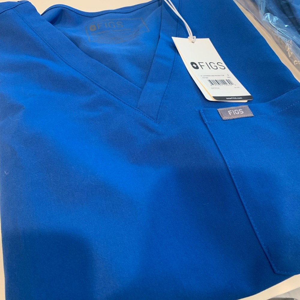 FIGS Royal blue, Catarina top- brand new!